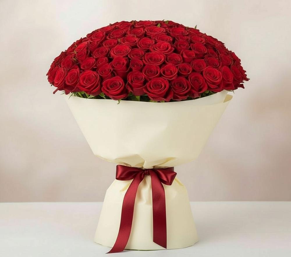 Букет 101 Красная роза Милано в Сясьстройске