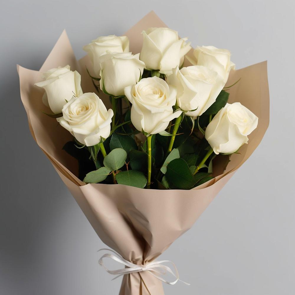 Букет 9 Белых роз Эдлесс Лав в Сясьстройске