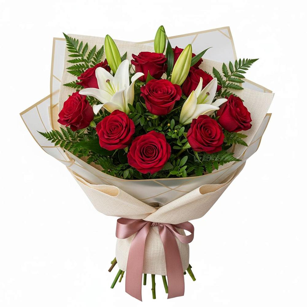 Букет цветов из: Лилии и Розы в Сясьстройске