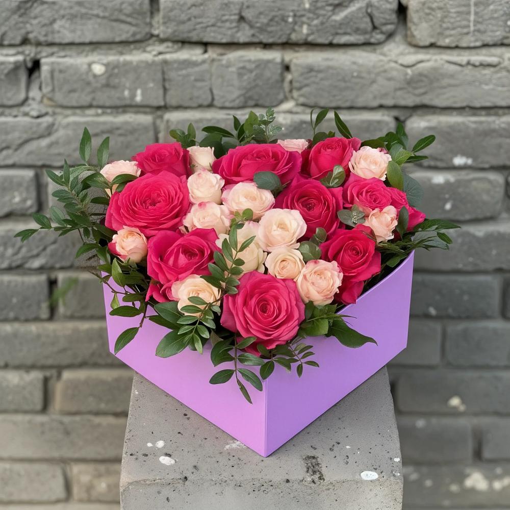 Цветочная композиция из Розы в коробке в Сясьстройске