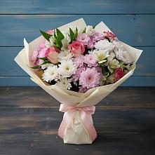 Букет цветов из:  Хризантемы, Альстромерии и Розы в Сясьстройске