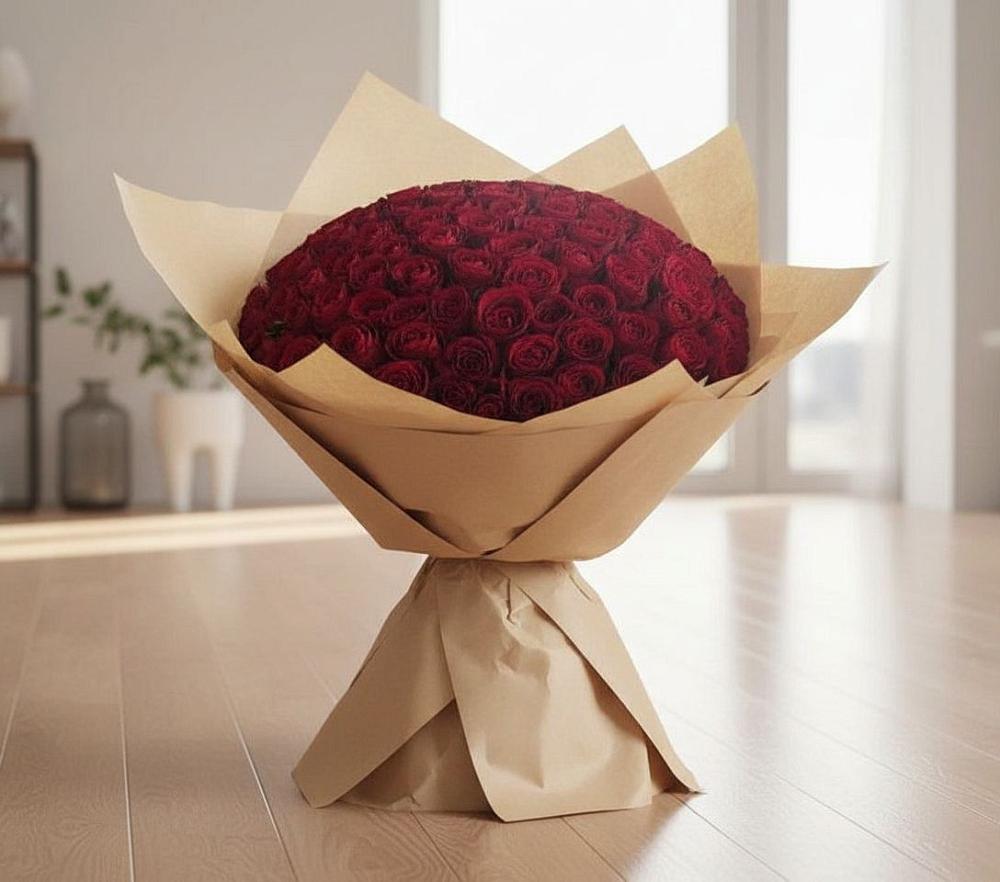 Букет 101 Красная роза в Сясьстройске