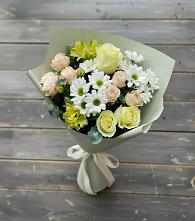 Букет цветов из:  Альстромерии, Розы и Хризантемы в Сясьстройске