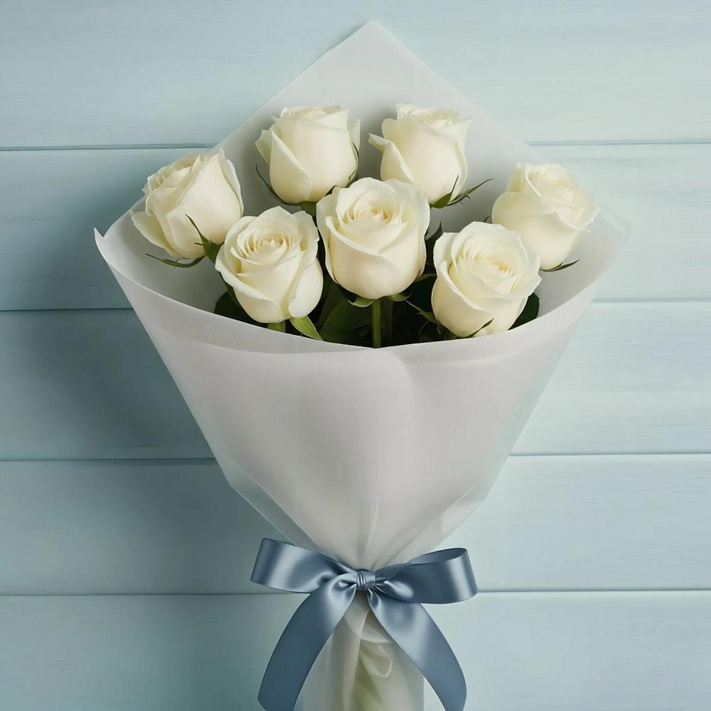 Букет 7 Белых роз Эдлесс Лав в Сясьстройске